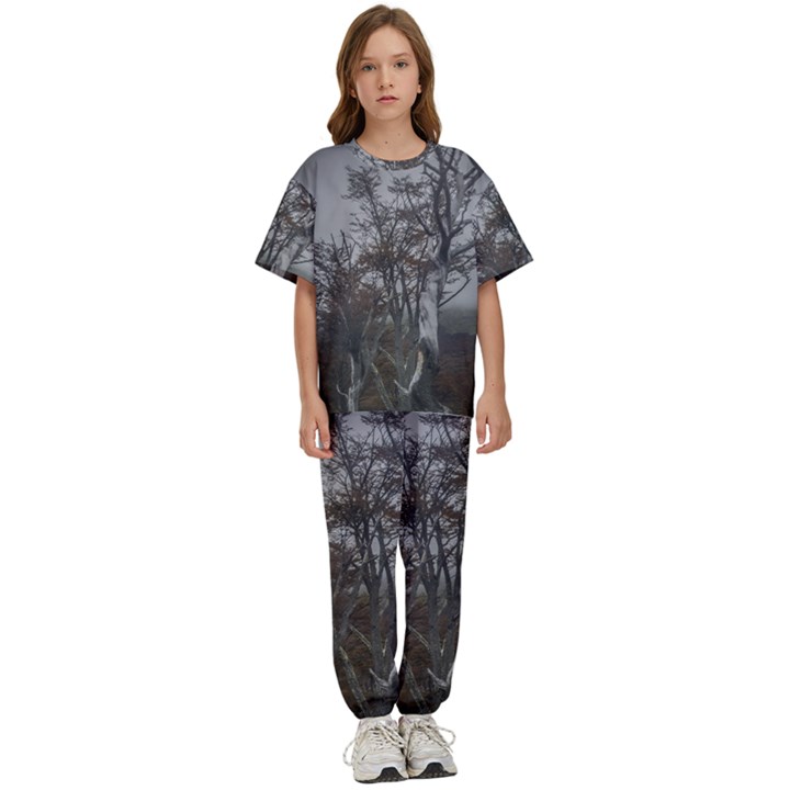 Nature s Resilience: Tierra del Fuego Forest, Argentina Kids  T-Shirt and Pants Sports Set