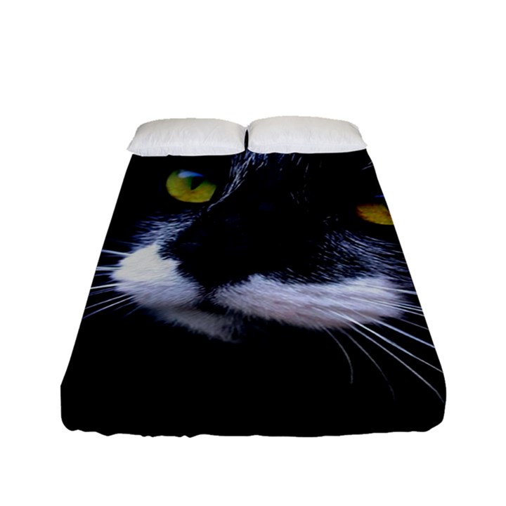 Face Black Cat Fitted Sheet (Full/ Double Size)