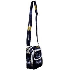 Face Black Cat Shoulder Strap Belt Bag by Ket1n9