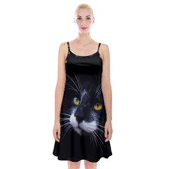 Face Black Cat Spaghetti Strap Velvet Dress by Ket1n9