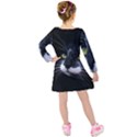 Face Black Cat Kids  Long Sleeve Velvet Dress View2