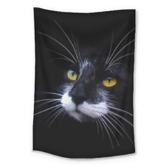 Face Black Cat Large Tapestry by Ket1n9