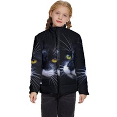 Face Black Cat Kids  Puffer Bubble Jacket Coat by Ket1n9