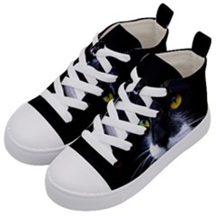 Face Black Cat Kids  Mid-top Canvas Sneakers by Ket1n9