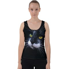 Face Black Cat Velvet Tank Top by Ket1n9