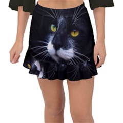 Face Black Cat Fishtail Mini Chiffon Skirt by Ket1n9