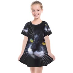 Face Black Cat Kids  Smock Dress by Ket1n9