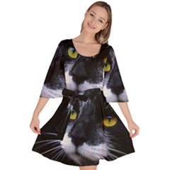 Face Black Cat Velour Kimono Dress by Ket1n9