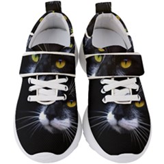 Face Black Cat Kids  Velcro Strap Shoes by Ket1n9