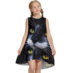 Face Black Cat Kids  Frill Swing Dress by Ket1n9