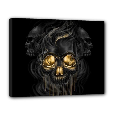 Art Fiction Black Skeletons Skull Smoke Canvas 14  X 11  (stretched) by Ket1n9