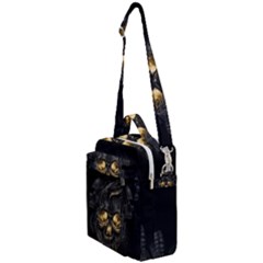 Art Fiction Black Skeletons Skull Smoke Crossbody Day Bag by Ket1n9