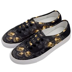 Art Fiction Black Skeletons Skull Smoke Women s Classic Low Top Sneakers by Ket1n9