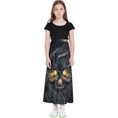 Art Fiction Black Skeletons Skull Smoke Kids  Flared Maxi Skirt by Ket1n9