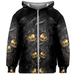 Art Fiction Black Skeletons Skull Smoke Kids  Zipper Hoodie Without Drawstring by Ket1n9