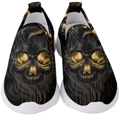 Art Fiction Black Skeletons Skull Smoke Kids  Slip On Sneakers by Ket1n9