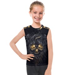 Art Fiction Black Skeletons Skull Smoke Kids  Mesh Tank Top by Ket1n9