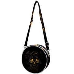 Art Fiction Black Skeletons Skull Smoke Crossbody Circle Bag by Ket1n9