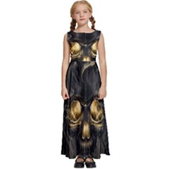 Art Fiction Black Skeletons Skull Smoke Kids  Satin Sleeveless Maxi Dress by Ket1n9