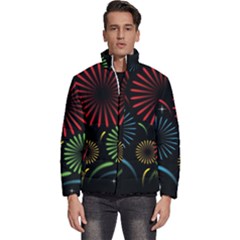 Fireworks With Star Vector Men s Puffer Bubble Jacket Coat by Ket1n9