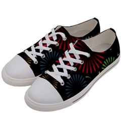 Fireworks With Star Vector Women s Low Top Canvas Sneakers by Ket1n9