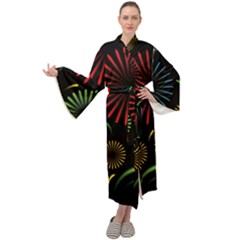 Fireworks With Star Vector Maxi Velvet Kimono by Ket1n9