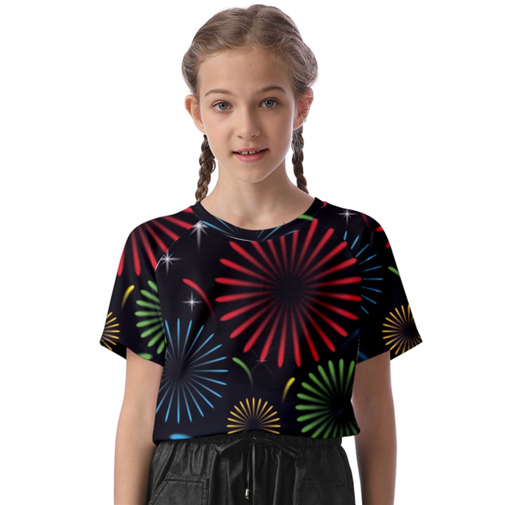 Fireworks With Star Vector Kids  Basic T-Shirt