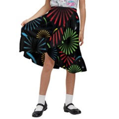 Fireworks With Star Vector Kids  Ruffle Flared Wrap Midi Skirt by Ket1n9