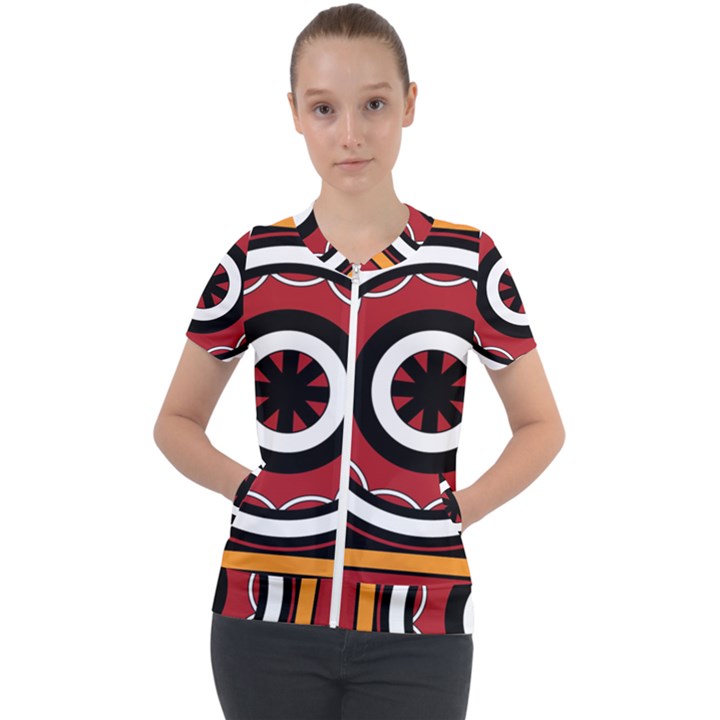 Toraja Pattern Pa barre Allo Short Sleeve Zip Up Jacket