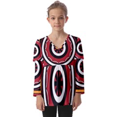 Toraja Pattern Pa barre Allo Kids  V Neck Casual Top by Ket1n9