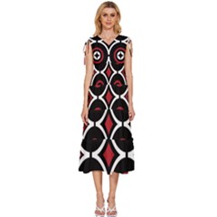 Toraja Pattern Ne limbongan V-neck Drawstring Shoulder Sleeveless Maxi Dress by Ket1n9