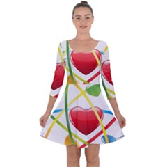 Love Quarter Sleeve Skater Dress by Ket1n9