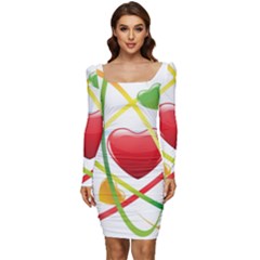 Love Women Long Sleeve Ruched Stretch Jersey Dress by Ket1n9