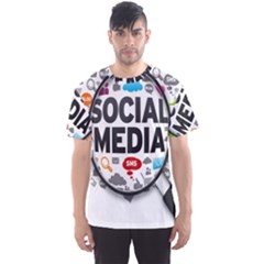 Social Media Computer Internet Typography Text Poster Men s Sport Mesh T-Shirt