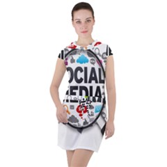 Social Media Computer Internet Typography Text Poster Drawstring Hooded Dress