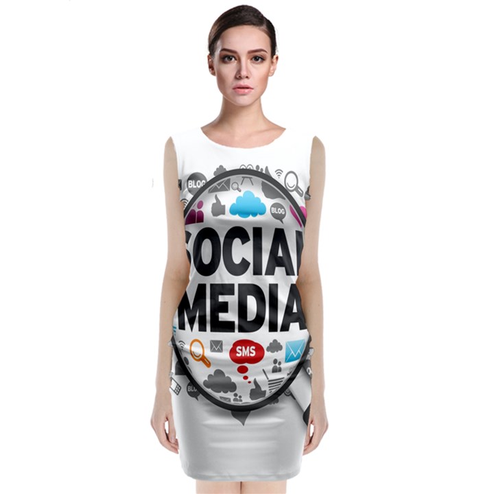 Social Media Computer Internet Typography Text Poster Sleeveless Velvet Midi Dress