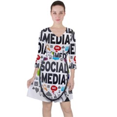 Social Media Computer Internet Typography Text Poster Quarter Sleeve Ruffle Waist Dress by Ket1n9