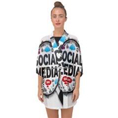 Social Media Computer Internet Typography Text Poster Half Sleeve Chiffon Kimono by Ket1n9