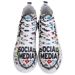 Social Media Computer Internet Typography Text Poster Men s Lightweight High Top Sneakers by Ket1n9