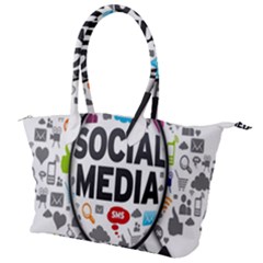 Social Media Computer Internet Typography Text Poster Canvas Shoulder Bag