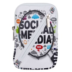 Social Media Computer Internet Typography Text Poster Belt Pouch Bag (Large)