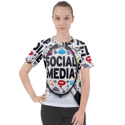 Social Media Computer Internet Typography Text Poster Women s Sport Raglan T-shirt by Ket1n9