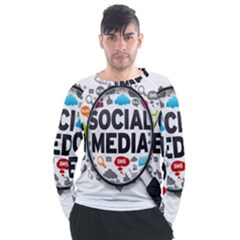 Social Media Computer Internet Typography Text Poster Men s Long Sleeve Raglan T-Shirt