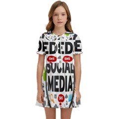 Social Media Computer Internet Typography Text Poster Kids  Sweet Collar Dress by Ket1n9