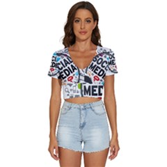 Social Media Computer Internet Typography Text Poster V-Neck Crop Top