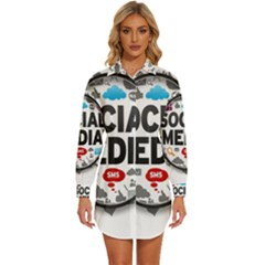 Social Media Computer Internet Typography Text Poster Womens Long Sleeve Shirt Dress