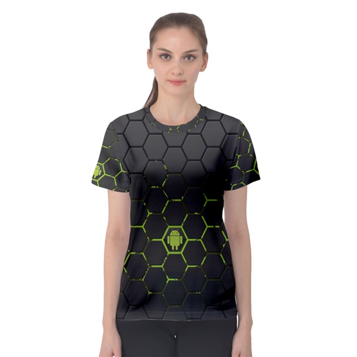 Green Android Honeycomb Gree Women s Sport Mesh T-Shirt