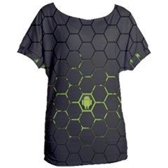 Green Android Honeycomb Gree Women s Oversized T-shirt by Ket1n9