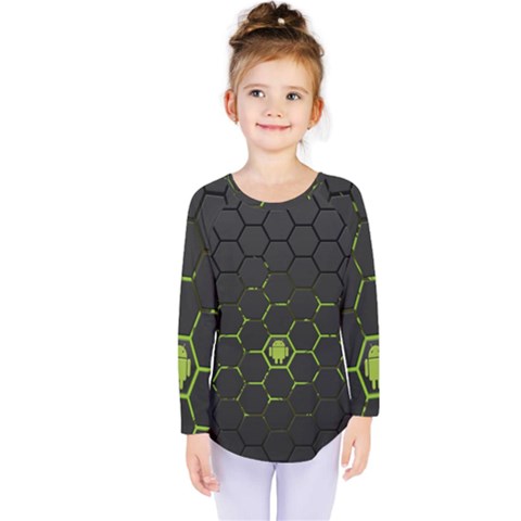 Green Android Honeycomb Gree Kids  Long Sleeve T-shirt by Ket1n9