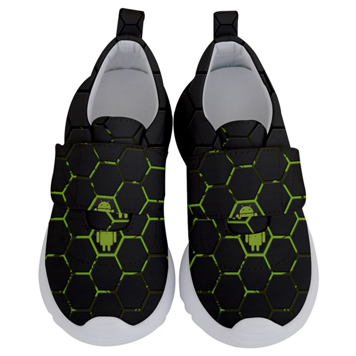 Green Android Honeycomb Gree Kids  Velcro No Lace Shoes